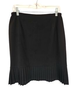Skirtology Business Casual Pleated Knee Length Solid Black Zip Skirt Size 10